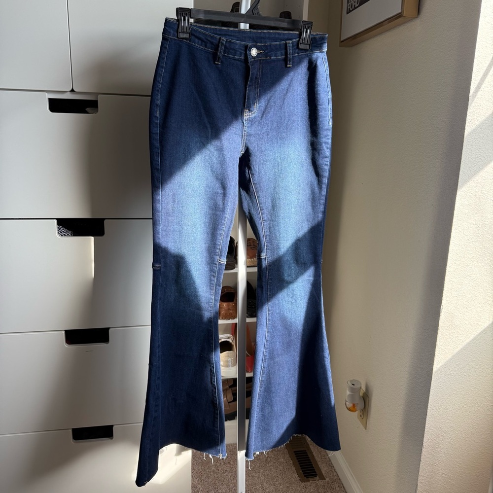 Women's Blue High Waisted Flare Jeans